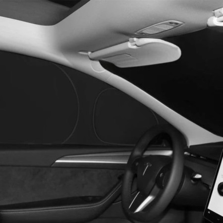 комплект сенници за странични прозорци за tesla model y - по време на работа